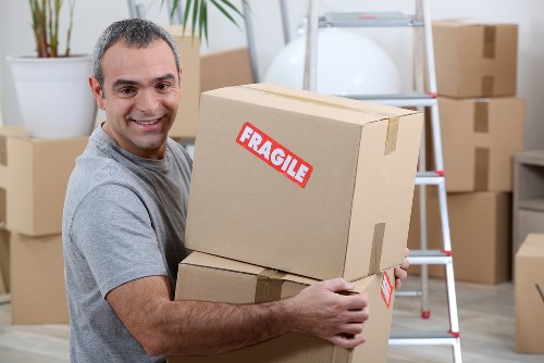 Man with van vehicle prepared for a moving service