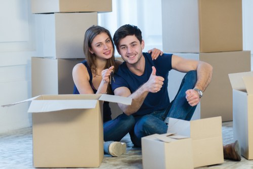 Packed boxes and furniture ready for removals in a Walthamstow Village home